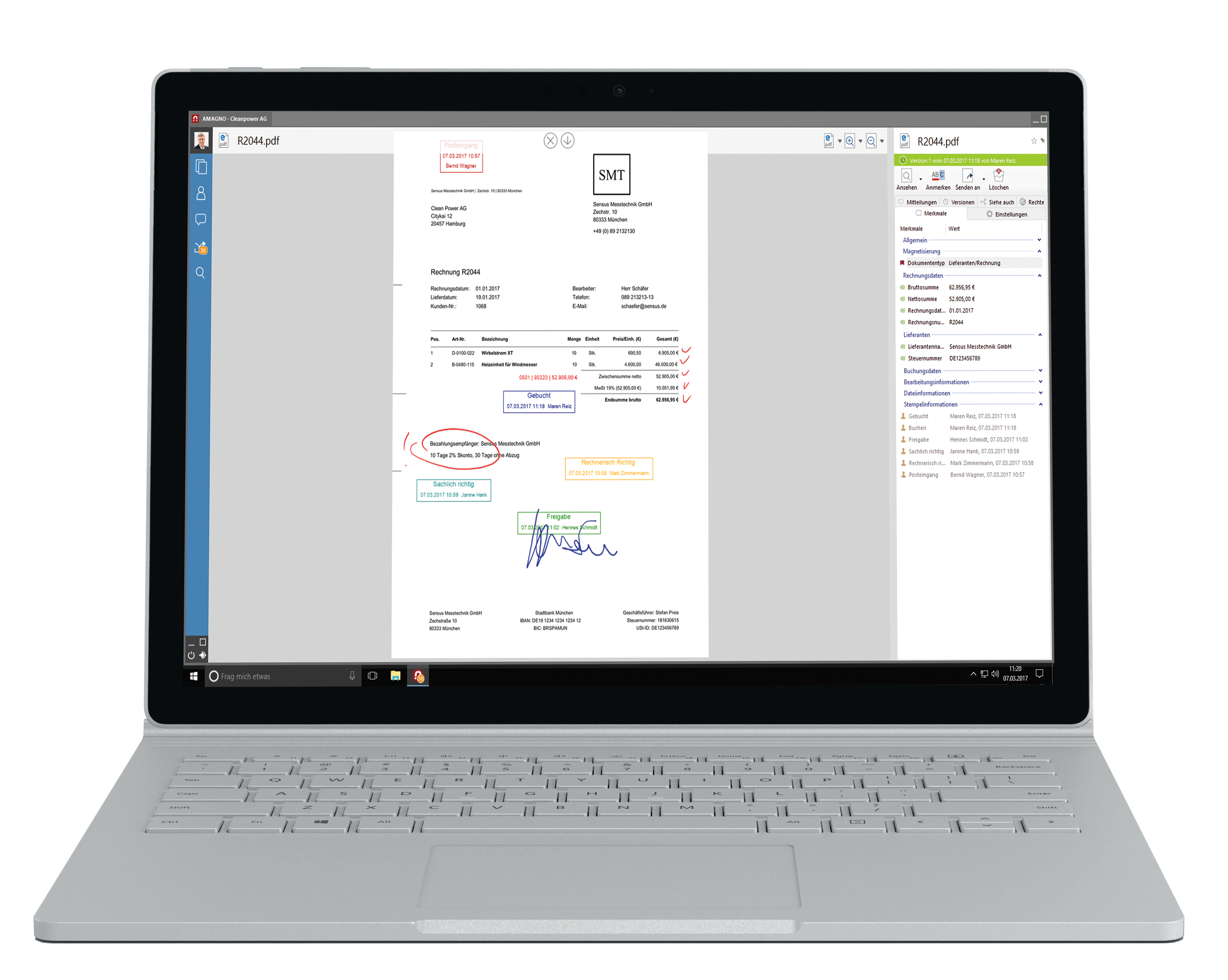 Microsoft Surface Book2 Interaktive Dokumente freigestellt - AMAGNO Business Cloud